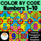 Color By Code Numbers 1-10 Cliparts | Color By Number Templates - Overlays