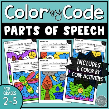 Preview of Parts of Speech Color by Number Worksheets