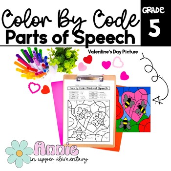 Preview of Color By Code, Parts of Speech, Valentine's Day Picture
