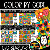 Color By Code Seasons Bundle Clipart - Spring Summer Winte