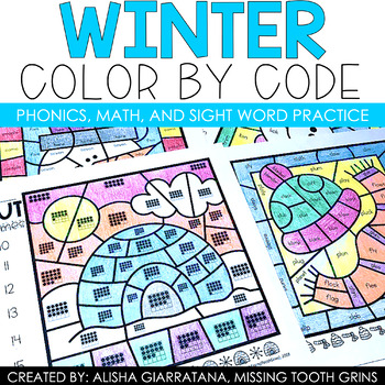 Preview of Color By Code Sheets | Winter