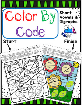 Preview of Color By Code: Short Vowels & Beginning and Ending Diagraphs