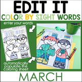 Color By Code - Sight Words -Editable - St. Patrick's Day 