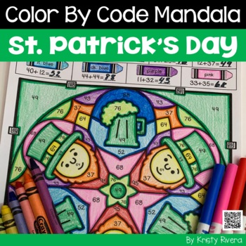 Preview of Color By Code St. Patrick's Day Mandala