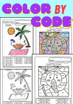 Preview of Color By Code: Sum Edition Math Activity!  *** Free ***