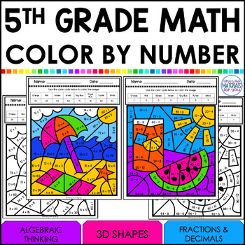 Preview of Color By Code | Summer Math Review
