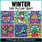 Winter Watercolor Color by Code Clipart and Color by Number