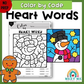 Preview of Color By Code~ Winter~ Heart Words~ Really Great Reading Blast Units 10-18