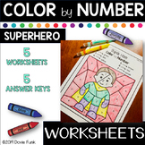 Color By Code Worksheets Numbers Superhero