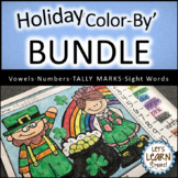 Color By Number Year Long Work Sheets Holiday Bundle, Colo