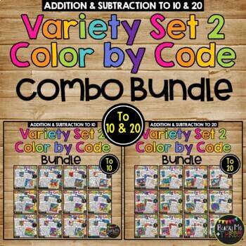 Color By Code to 10 and 20 Variety Bundle 2 No Prep Printables Color by ...