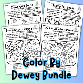 Preview of Color By Dewey Bundle - Dewey Decimal Practice Coloring Worksheet