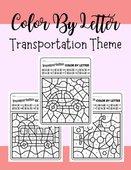 Preview of Color By Letter-Transportation Theme