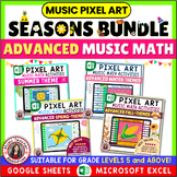 Color-By-Music Pixel Art Seasons Bundle - Advanced Music Math