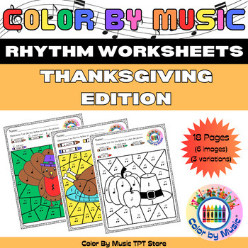 Preview of Color By Music (Rhythm) - Thanksgiving Edition