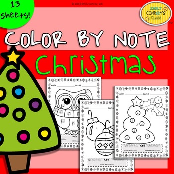 Preview of Christmas Color By Note (13 Christmas Music Coloring Sheet Activities)