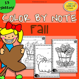 Color By Note Fall (13 Fall Music Worksheets)