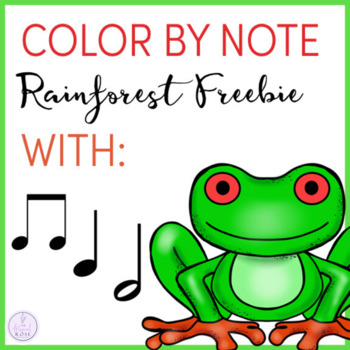 Preview of Color By Note Rainforest Animals Sample Freebie