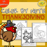 Color By Note Thanksgiving (13 Thanksgiving Music Coloring