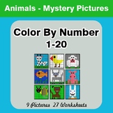 Color By Number 1-20 | Animals Mystery Pictures