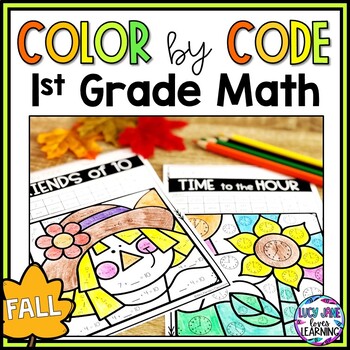 Preview of Color By Number 1st Grade | Fall Color by Code | Math Worksheets