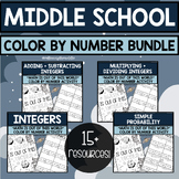 Color By Number Activities for Middle School Math BUNDLE -