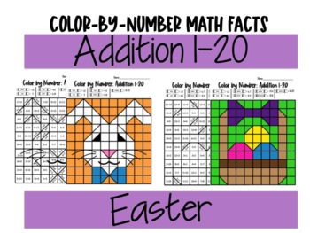 Preview of Color-By-Number: Addition 1-20 Easter 1st, 2nd, 3rd Grade Math Activity