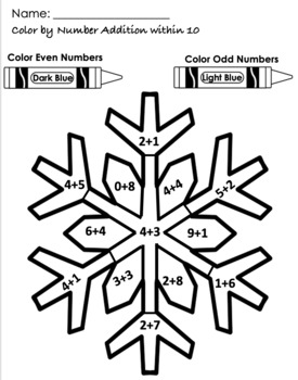 Preview of Snowflake Color By Number Addition