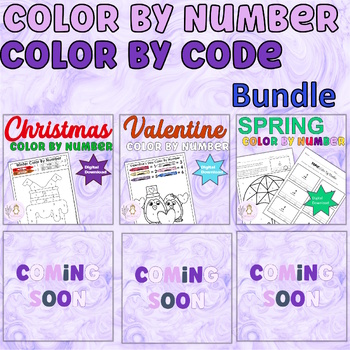 Preview of Color By Number Bundle Color Coding For Preschool and Early Elementary