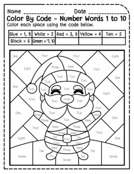 Color By Number Christmas, Math Coloring Sheet, Following Directions 
