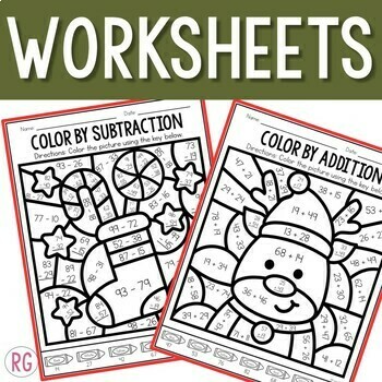 Color By Number Christmas | Color By Code Christmas Math Activities