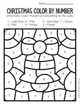 Color By Number Christmas Preschool Worksheets by The Keeper of the