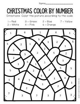 Christmas Color by Number Printable Worksheets