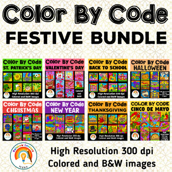 Preview of Color By Number Clipart Festive Bundle | Color By Code Clip Arts Bundle