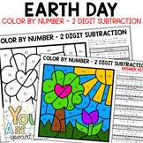 Color By Number Code Math Review Subtraction Earth Day Act