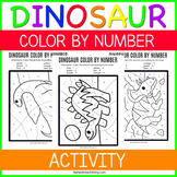 Color By Number Dinosaur Theme Worksheets for Preschool an