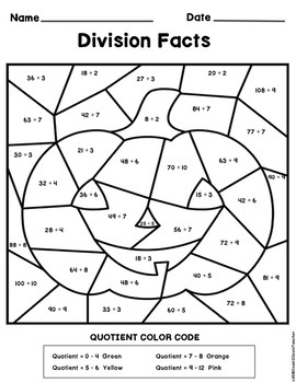 Halloween Division Color By Number by Coast 2 Coast Teacher | TpT