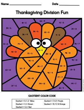 Color By Number Division: Thanksgiving Edition by Coast 2 Coast Teacher