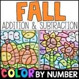 Color By Number - Fall Addition and Subtraction Practice