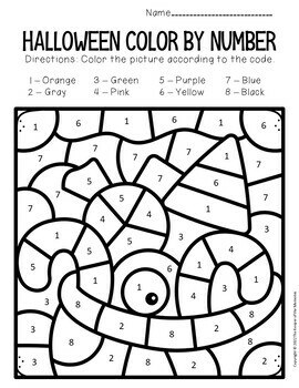 color by number halloween worksheets by the keeper of the memories