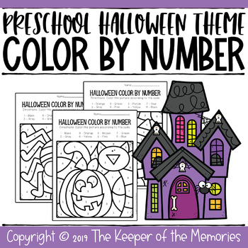 Preview of Color By Number Halloween Worksheets (No Prep Color by Code Printables)