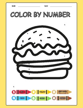 Preview of Color By Number Hamburger Activity
