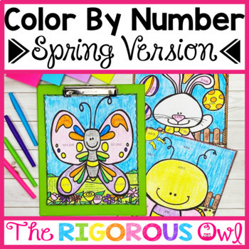Preview of Color By Number Math Worksheets - Spring, April & Easter Number Sense Practice