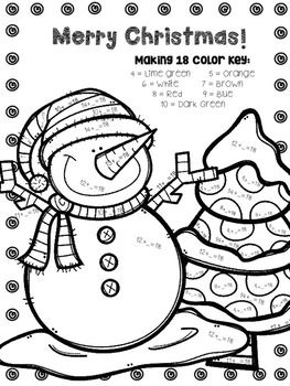Color-By-Number Missing Addends Christmas Themed by CreatedbyMarloJ