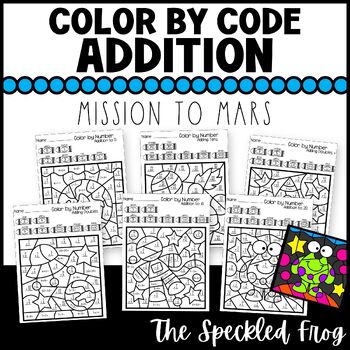 Preview of Math Color By Number Addition Space Theme * Morning Work * Centers * Homework