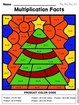 Color By Number Multiplication: Christmas Edition by Coast 2 Coast Teacher