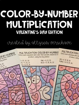 Preview of Color-By-Number Multiplication: Valentine's Day Edition