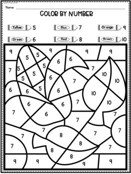 fall coloring pages color by number numbers 1 10 recognition by kinder pals