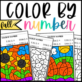 Preview of Fall Coloring Pages | Color by Number | Numbers 1-10 Recognition | Morning Work