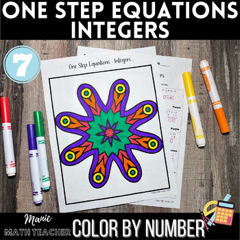 Preview of Color By Number - One Step Equations - Integers - 7th Grade Math